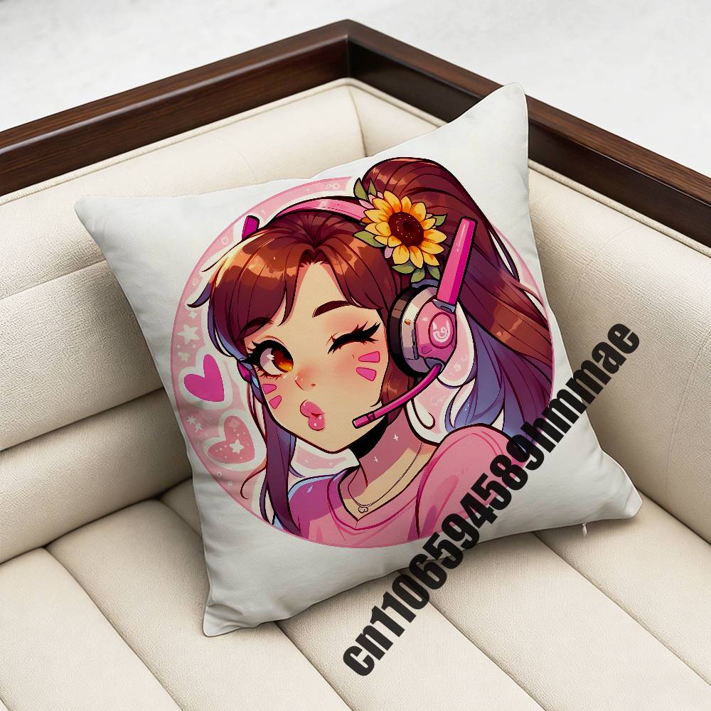 For Juno Ow DVA OOverwatch Throw Pillow Case Sham xcm xcm Square Home Pillowcase Cushion Cover