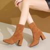Thick Heel Women Short Boots Fashion Slimming Ankle Booties Classic Style Autumn Winter Female Pointed Toe Women Boots Plus Size