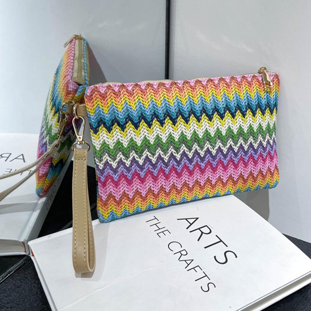 Vintage Handgewebte Clutch Tasche Bunt Geld Strand Lange Tasche Handgemacht Lässig Tragbar Elegant Exquisit für Wochenendurlaub