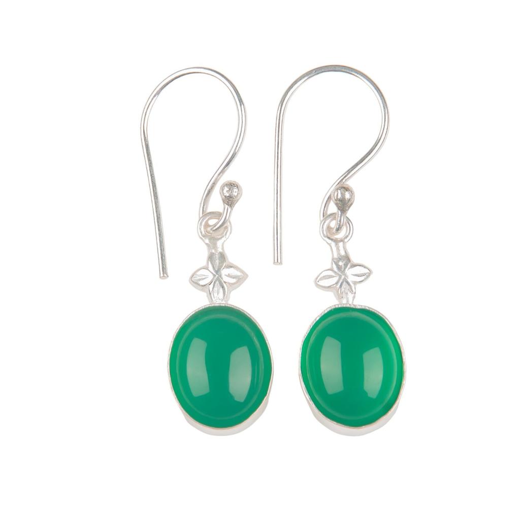 Green Onyx Gemstone 925 Sterling Silver Handmade Jewelry Earrings 1.30" For Wife EE-6-31