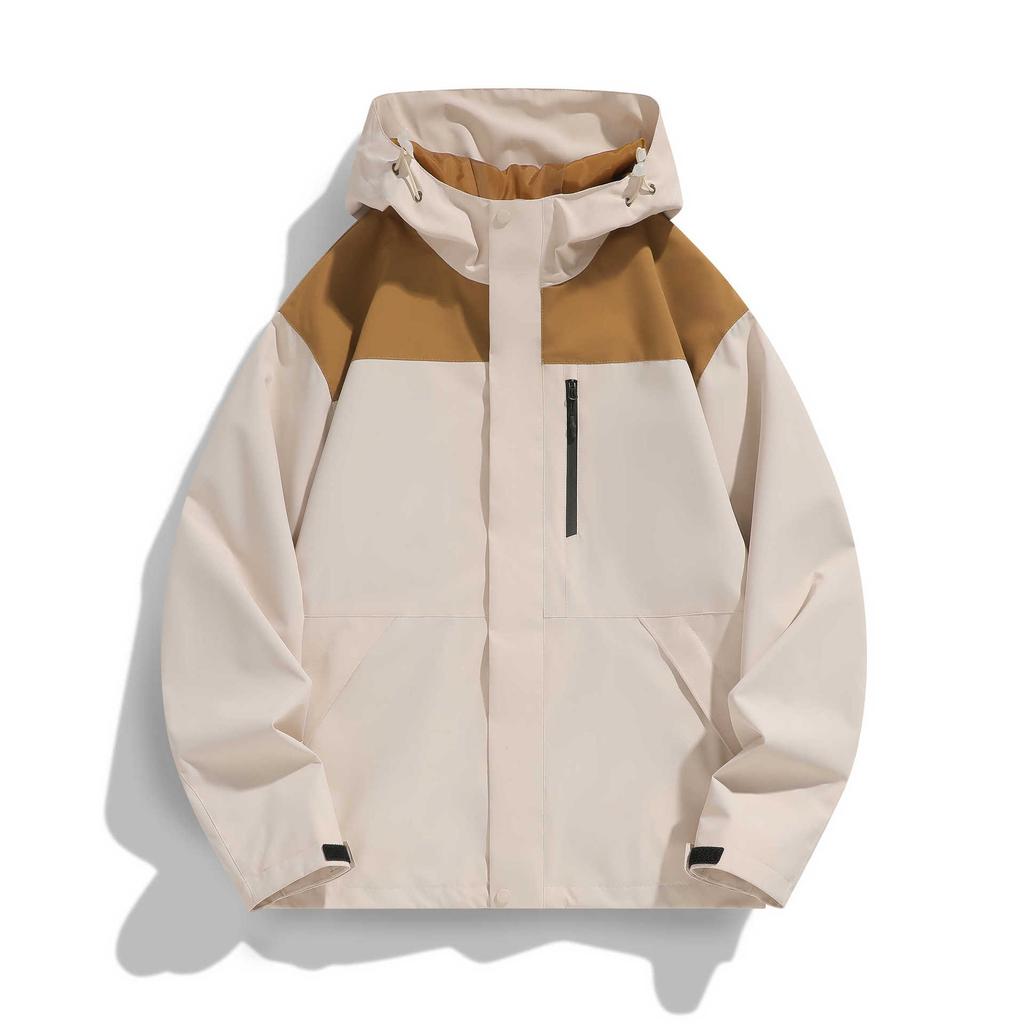 Printed Color-blocking Jacket for Men and Women The Same Style Spring and Autumn Trendy Waterproof Hooded Loose Couple Jacket for Men