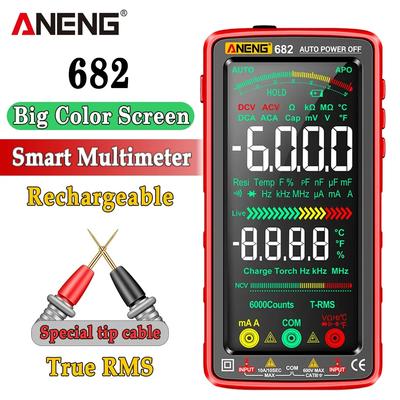 High Precision 682 Smart Rechargeable Multimeter VA Reverse Display Ammeter Voltmeter Buzzer Capacitor Tester Ohm Temperature Measuring Tools