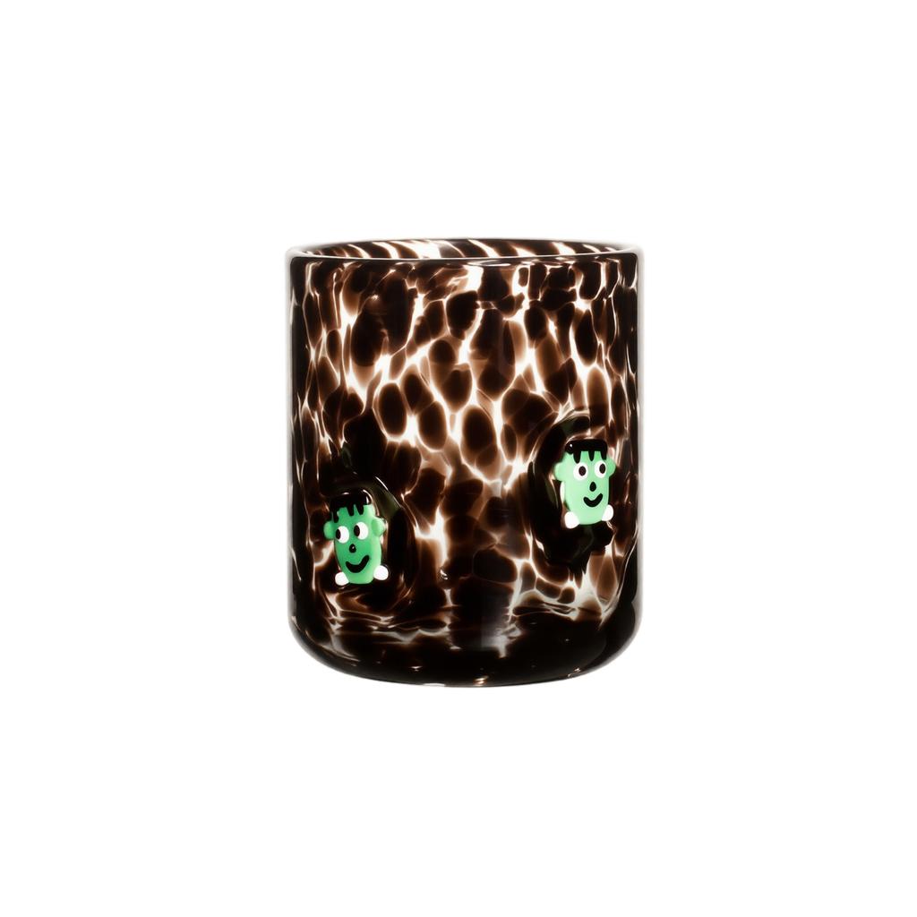 Handcrafted Embossed Glass Cup with Ghost Pattern Design for Seasonal and Everyday Use Dishwasher Safe Tumbler