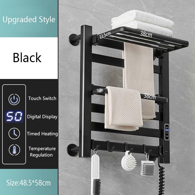 Smart Home Electric Heated Towel Rail Grey Electric Bathroom Bath Towel Dryer Warmer Heaters Punch Free Towel Rack Radiator 110v