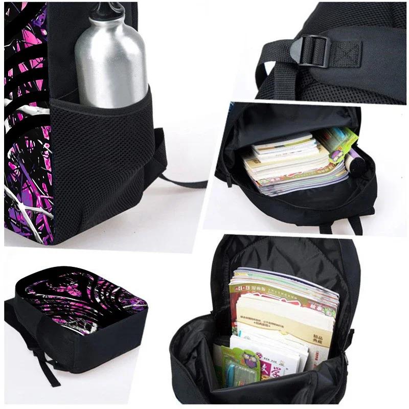 Pink Printed Black Three Piece Set Backpacks for Boy and Girls Best Gifts 2D Flat Cartoon School Backpack for Children