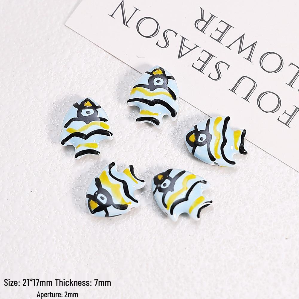 Hand-Painted Ocean Ceramic Beads: Tropical Fish, Starfish, and Seashell Shapes for DIY Jewelry