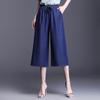 Women's Summer Tencel Denim Wide-Leg Pants - Ice Silk, Nine-Point, Plus Size