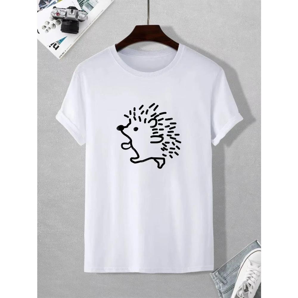 

Cute Hedgehog Tee, Men s Casual Multicolor Loose Short Sleeve Shirt For Summer XXXXXL
