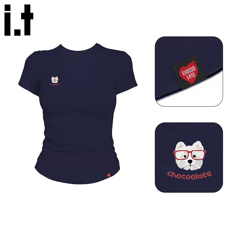 CHOCOOLATEit Women s Slim Fit Print T-Shirt L темно-синий