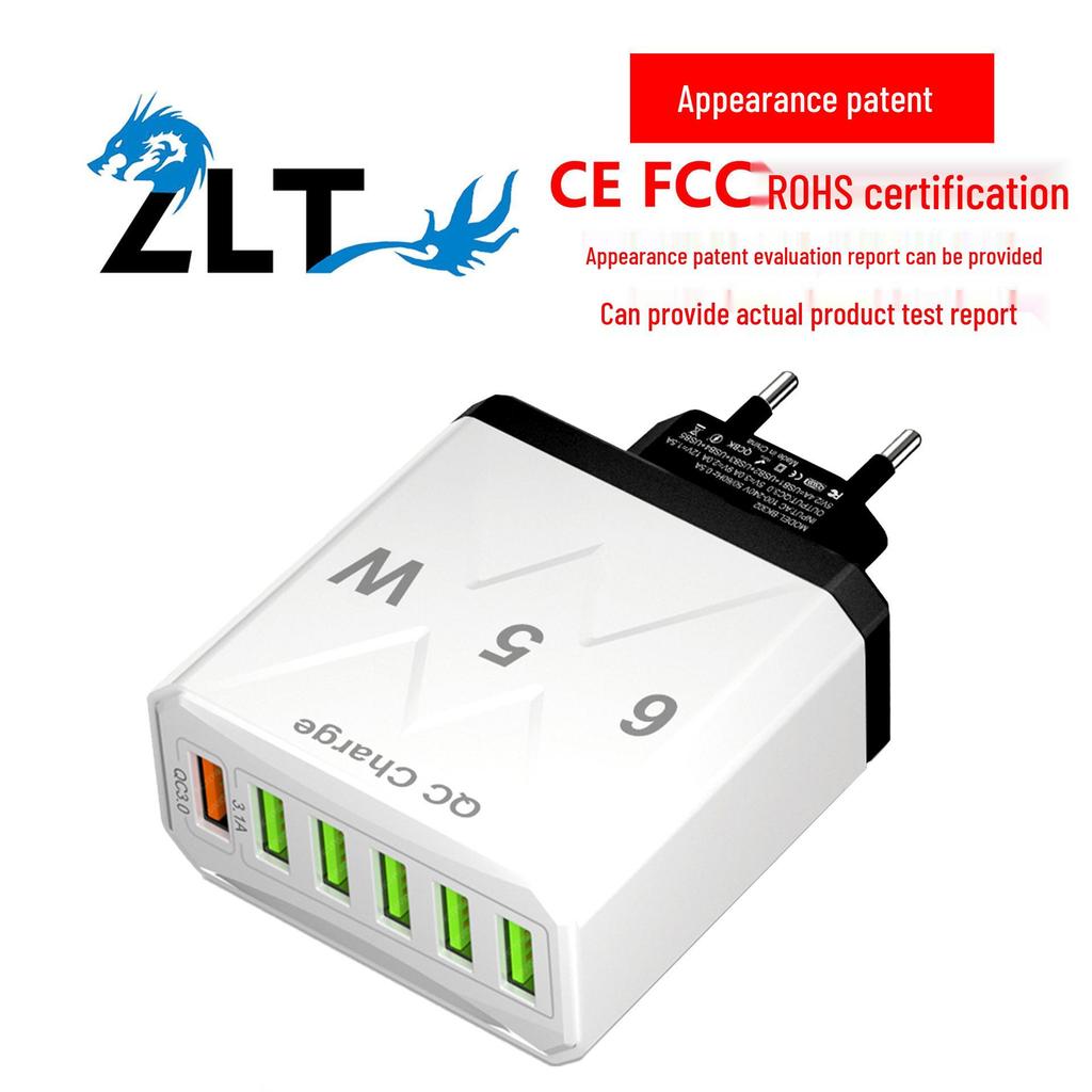 65W 6-Port USB QC3.0 Schnellladegerät für mobile Geräte - US/EU/UK/AU Kompatibel