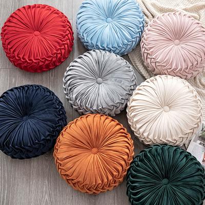 European Cushion Pillow Sofa Waist Rest Bedside Cushion Custom Round Cushion Handmade Pleated Wheel Pumpkin Pillow