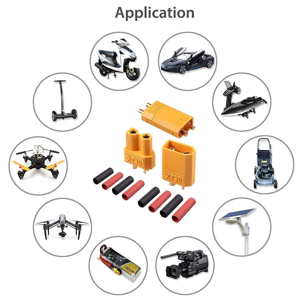 GTIWUNG 4 Paia di Connettori XT30, Connettori Maschio e Femmina XT-30, Connettori a Banana Maschio e Femmina XT30 per LiPo RC (con 15CM 16AWG Silicone
