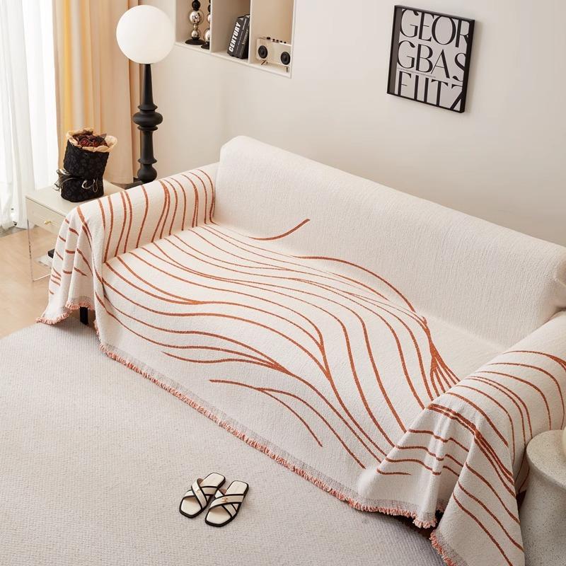 Autumn Winter Thick Solid Color Plush Sofa Towel Sofa Cover Cloth White Sofa Cover Non-Slip One-Piece Cover Towel