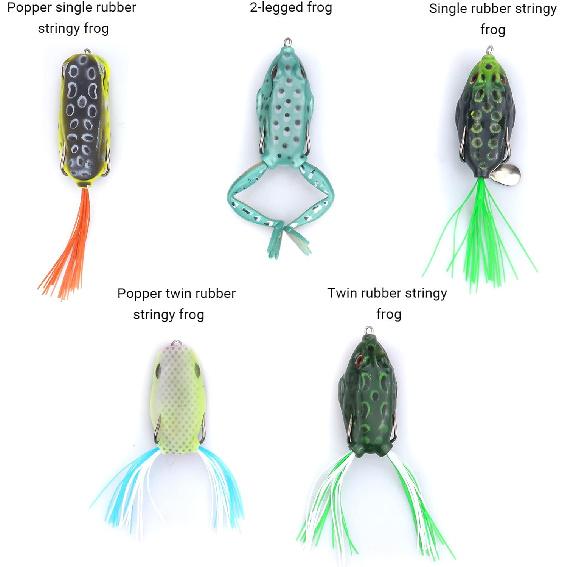 RUNCL Topwater Frog Lures 5PCS, Durable Lifelike Silicone Bass Bait, Floating Realistic Frog Lures Kit for Freshwater Saltwater, Topwater Fishing