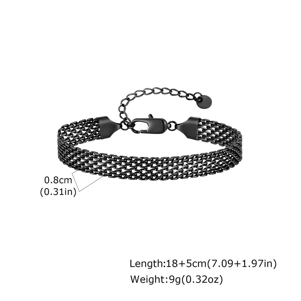 3/8mm Mesh Strap Chain Bracelet for Men Boys,Stylish Stainless Steel Adjustable Wristband,Simple Minimalist Jewelry Gift