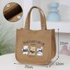 Cartoon Cute Printed Pattern Canvas Handbag Office Worker Lunch Bag Tote Bag Picnic Drink Bag Portable Outdoor Food Bags