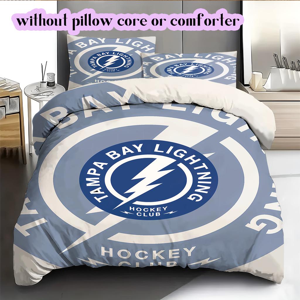 Ice Hockey Logo Pattern Bedding Quilt Set Quilt Cover Pillowcase Home Decoration Birthday Gift (1*duvet cover+ 2*pillowcase, without core)