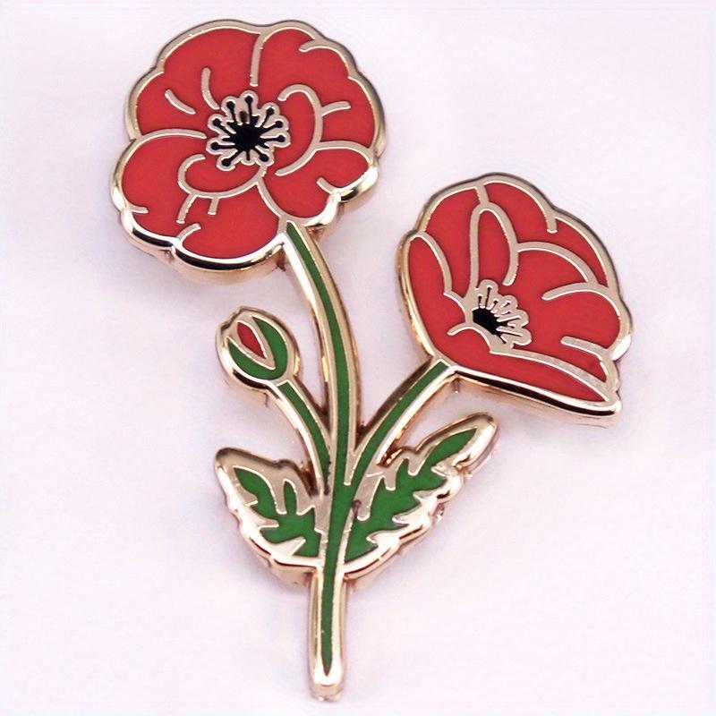 Broche Insigne de Revers Jour Commémoratif Émail Plante Fleur pour Décoration de Vêtements de Sac à Dos