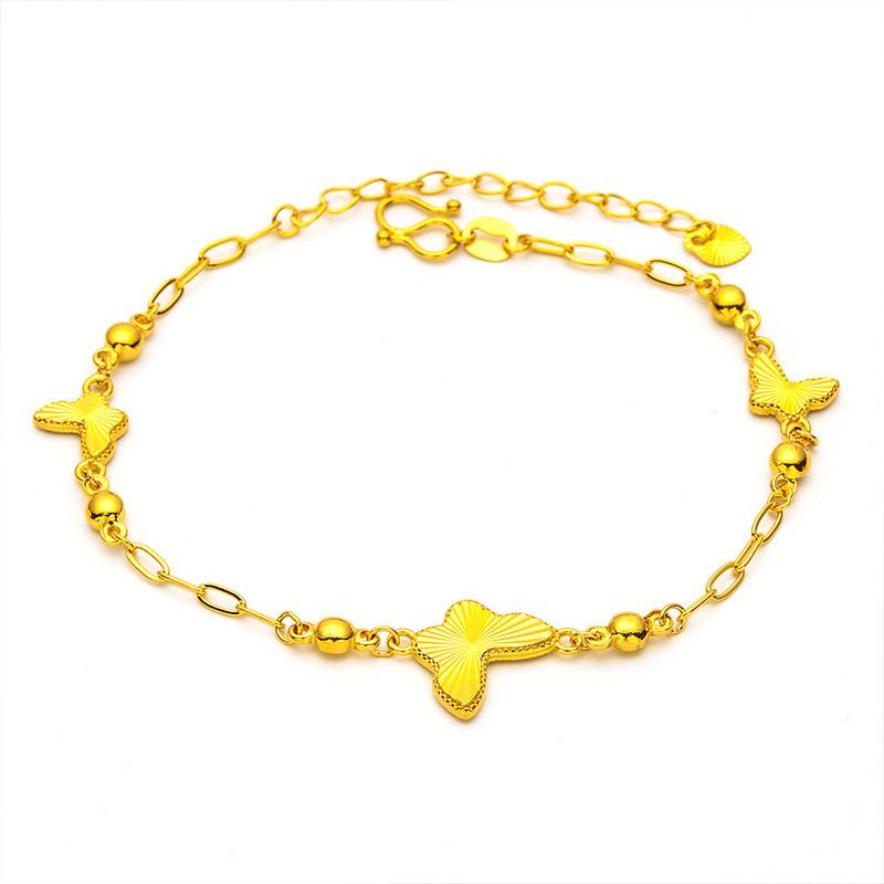 Yellow Gold Color Butterfly Link Chain Bracelets for Women Pulsera Femme Wristband New Fashion Jewelry Accessories Party Gifts