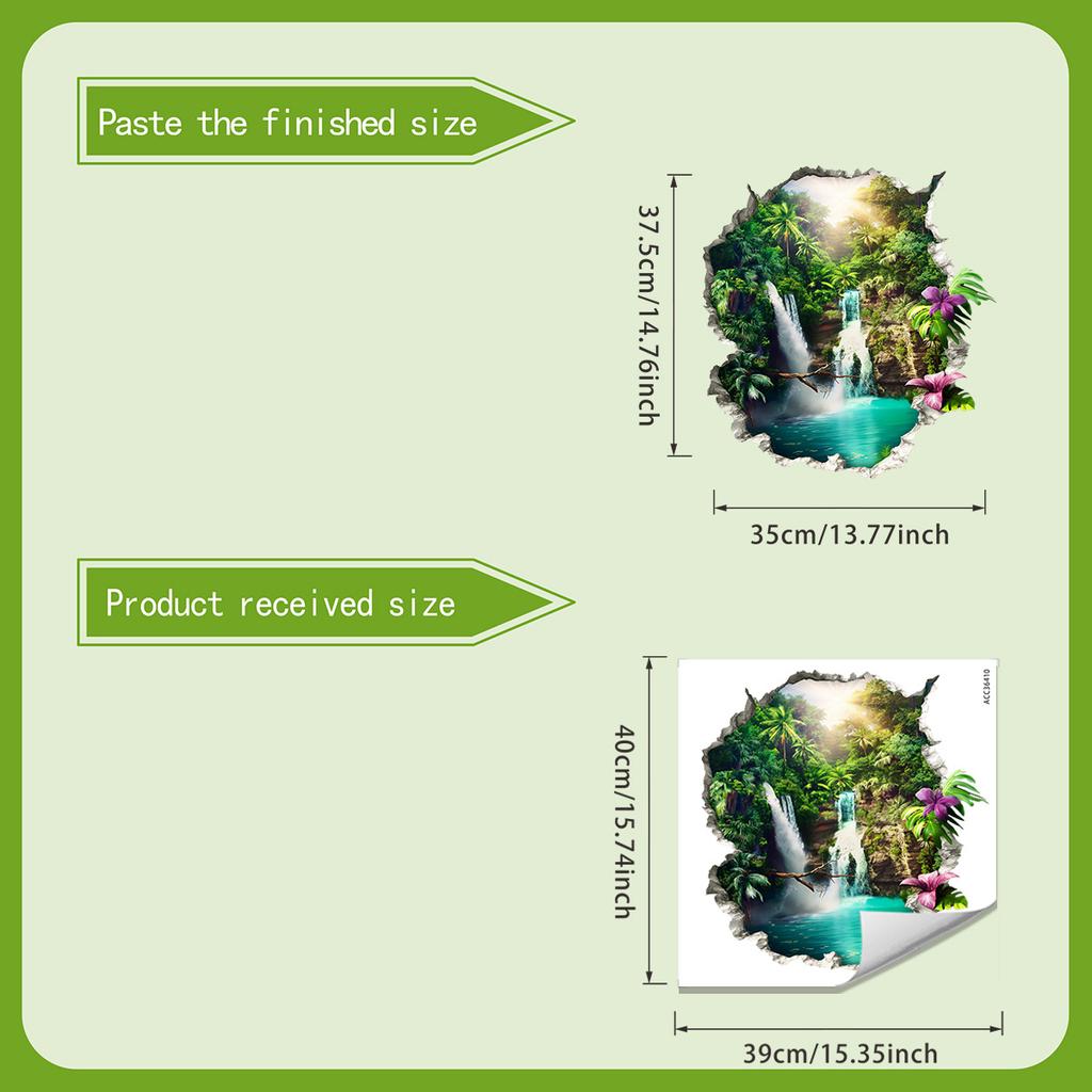 Wall-cutting Jungle Waterfall Wall Stickers for Living Room and Bedroom Decoration - Natural Landscape Stickers