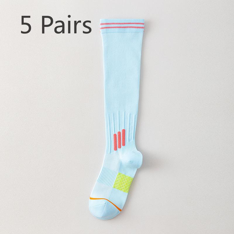 5 Pairs Sports Muscle Can Lower Leg Socks Female Lean Leg Fitness Yoga Tube Socks Spring and Summer Professional Running Jump Rope Pressure Socks