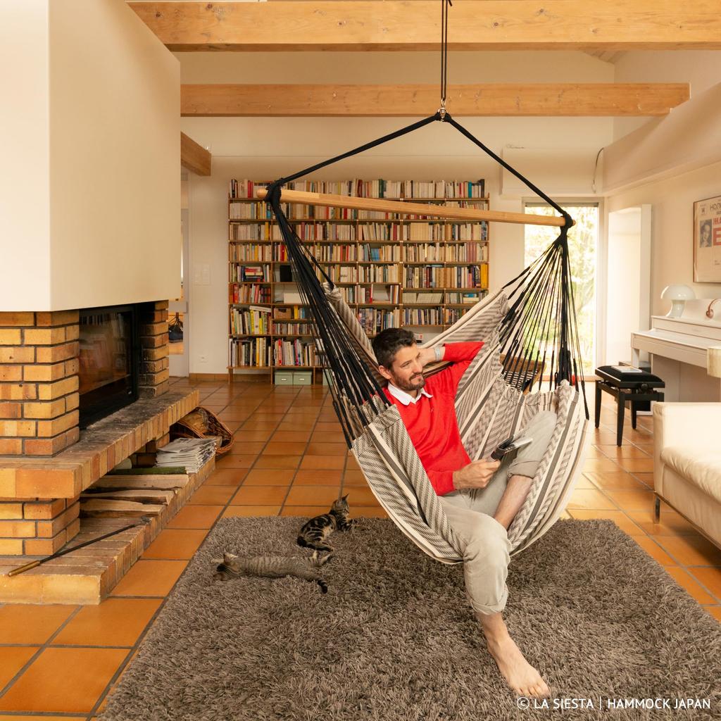 LA SIESTA Hammock Chair Havana Comfort X White Perfect for Sitting or Lying Down Load Capacity 130kg Zebra/Black (Indoor/Organic Cotton)