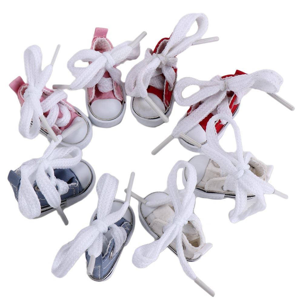 1 Pair Mini Doll Fashion Mini Canvas Shoes 3.5cm Mini Canvas Dolls Shoes Plush Doll Shoes