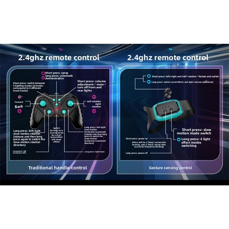 Magic Spray Music RC Stunt Car 2.4G Gesture Control EV Concept Vehicle with Flashing LED Lights Drift Toy Gift for Kids Age 6-12