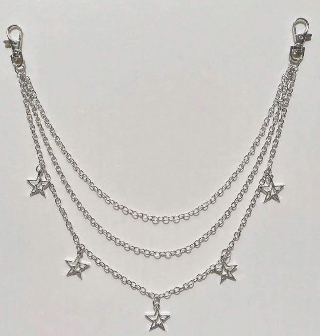 Cross-Border Hip-Hop Punk Star Pendant Tassel Metal Waist Chain