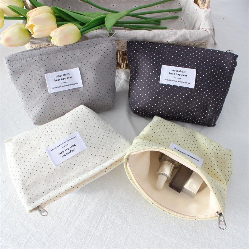 Korean Ins Polka Dot Love Lipstick Bag, High-value Girl, Hand-held Makeup Bag, Large-capacity Liner Storage Bag