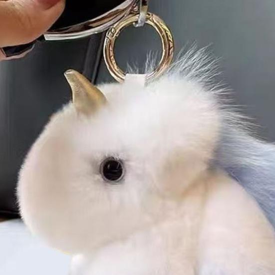 Keychain Pendant Imitation Mink Fur Horse Charm Soft Fabric Keyring Pendant Backpacks Handbags Accessories