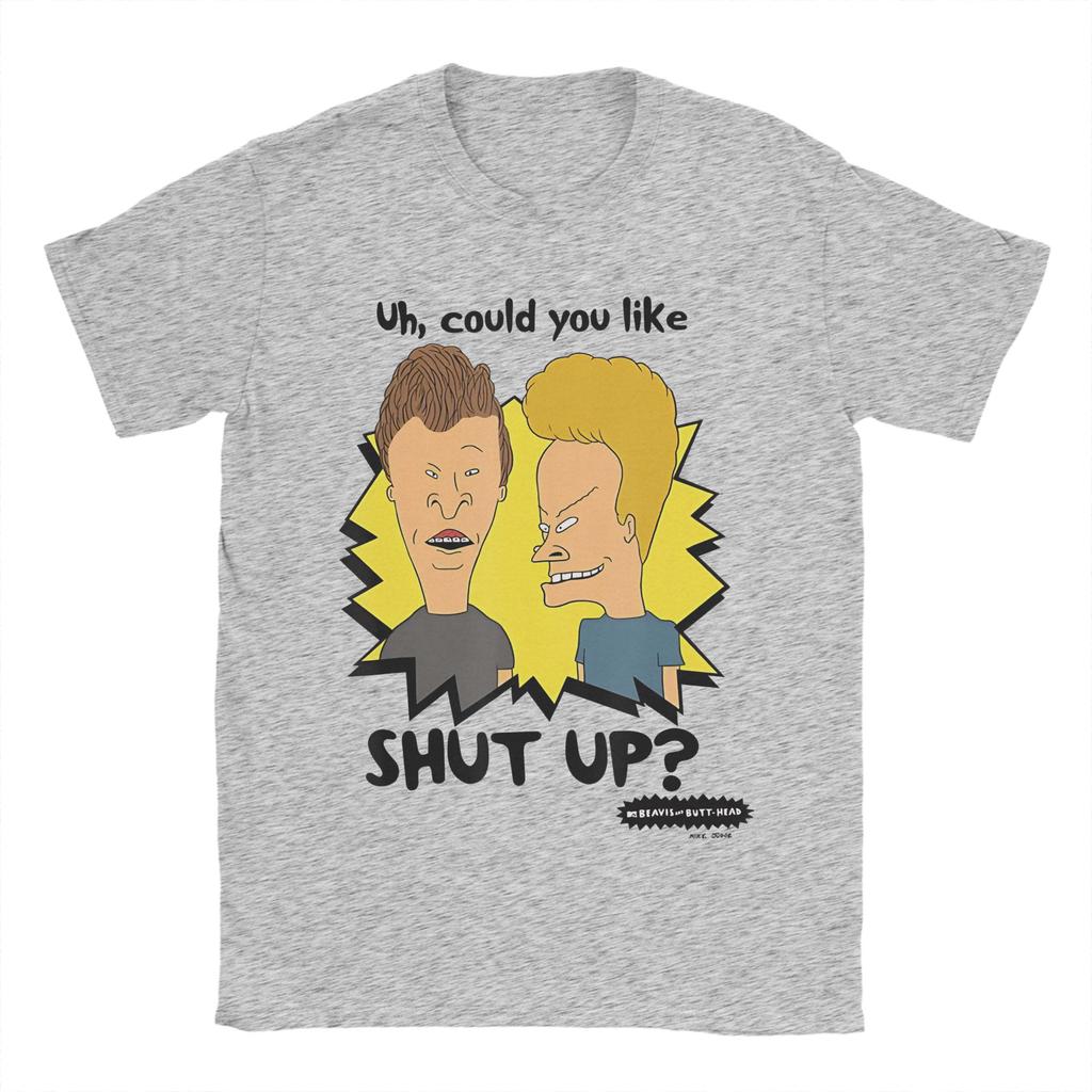 Funny Bickering Shut Up Beavis and Butthead T Shirt Cotton Casual TShirt Crewneck  Tees Short Sleeve Clothes 4XL 5XL 6XL