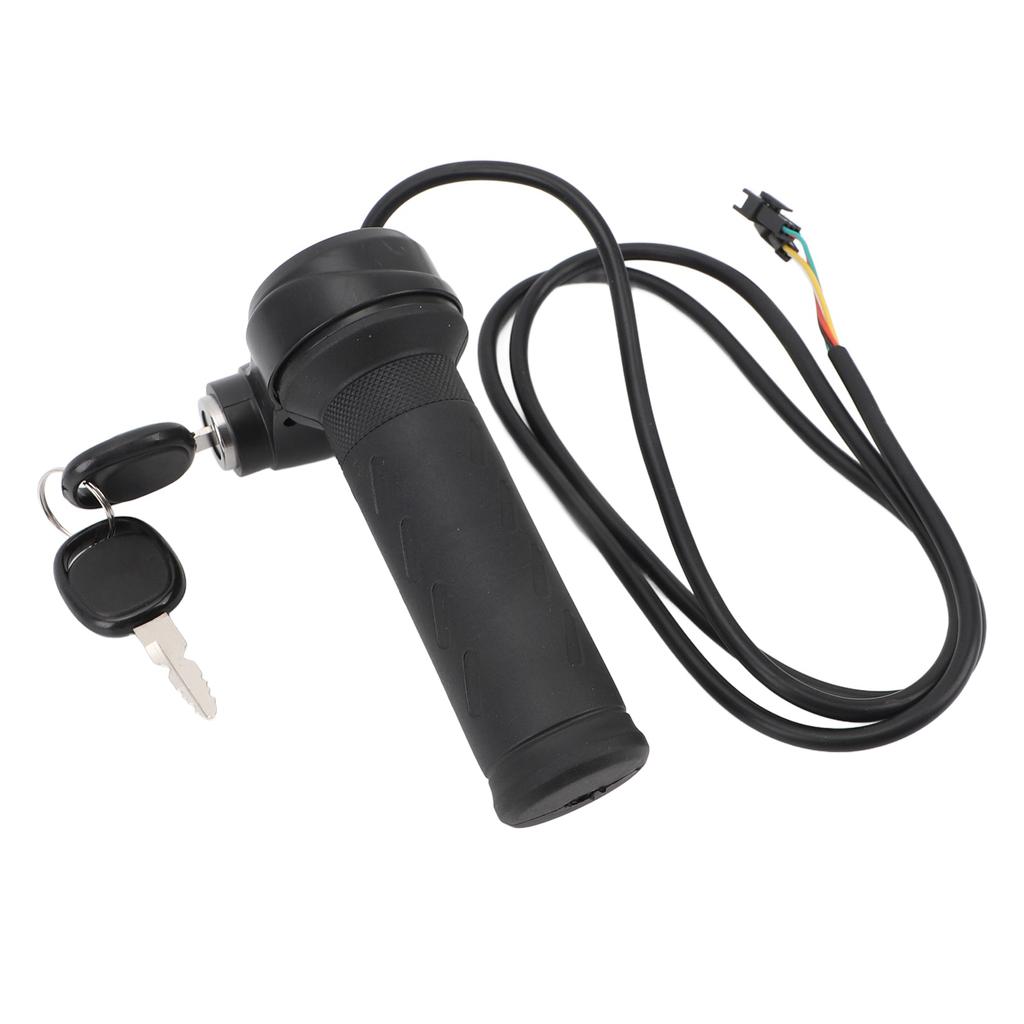 Electric Bike Throttle Grip Universal Electric Bicycle Scooter Wire Twist Throttle Grip with 2 Keys Waterproof Speed