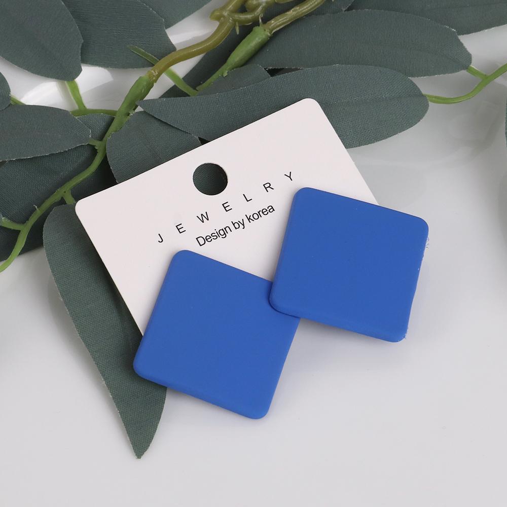 Trendy Korean Red White Black Pink Stud Earrings For Women Girl Geometric Big Square Round Acrylic Earrings Fashion Jewelry Gift
