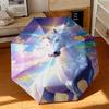 1pc Dreamy Rainbow Unicorn Umbrella Portable Folding Umbrella Iron Frame Hole Bone Structure Outdoor Home Umbrella