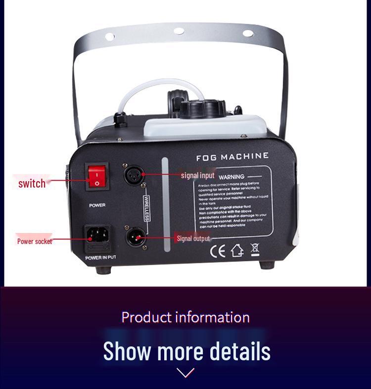 1500W LED Fog Machine with Remote Control, Electronic Temperature Control for Weddings and Bars