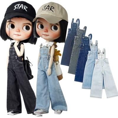 Blythe Bebek Kıyafetleri Askılı Kot Pantolon Ob24 Ob22 Azone Bebekler için Kıyafet Pantolon