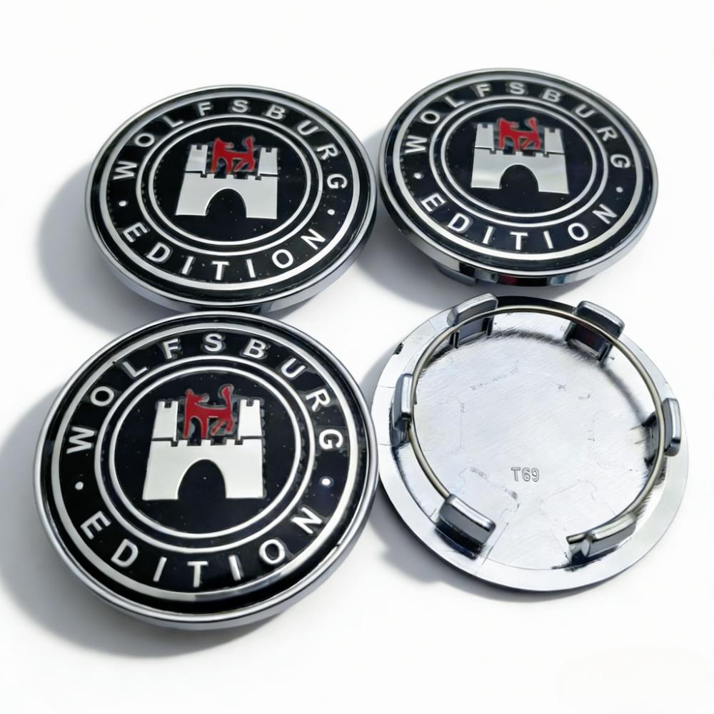 4pcs Wolfsburg Logo Emblem Car Wheel Center Caps 69MM Clips 56MM Wheels Hub Dust Cap Rim Hubcaps Cover Replace Car Accessories