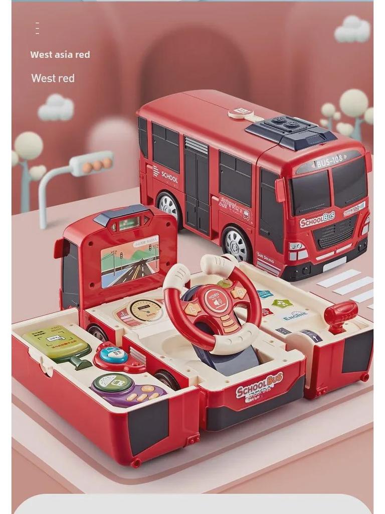 Baolexing 5811 Children's Educational Steering Wheel Toy - Transformable Bus Design for Boys