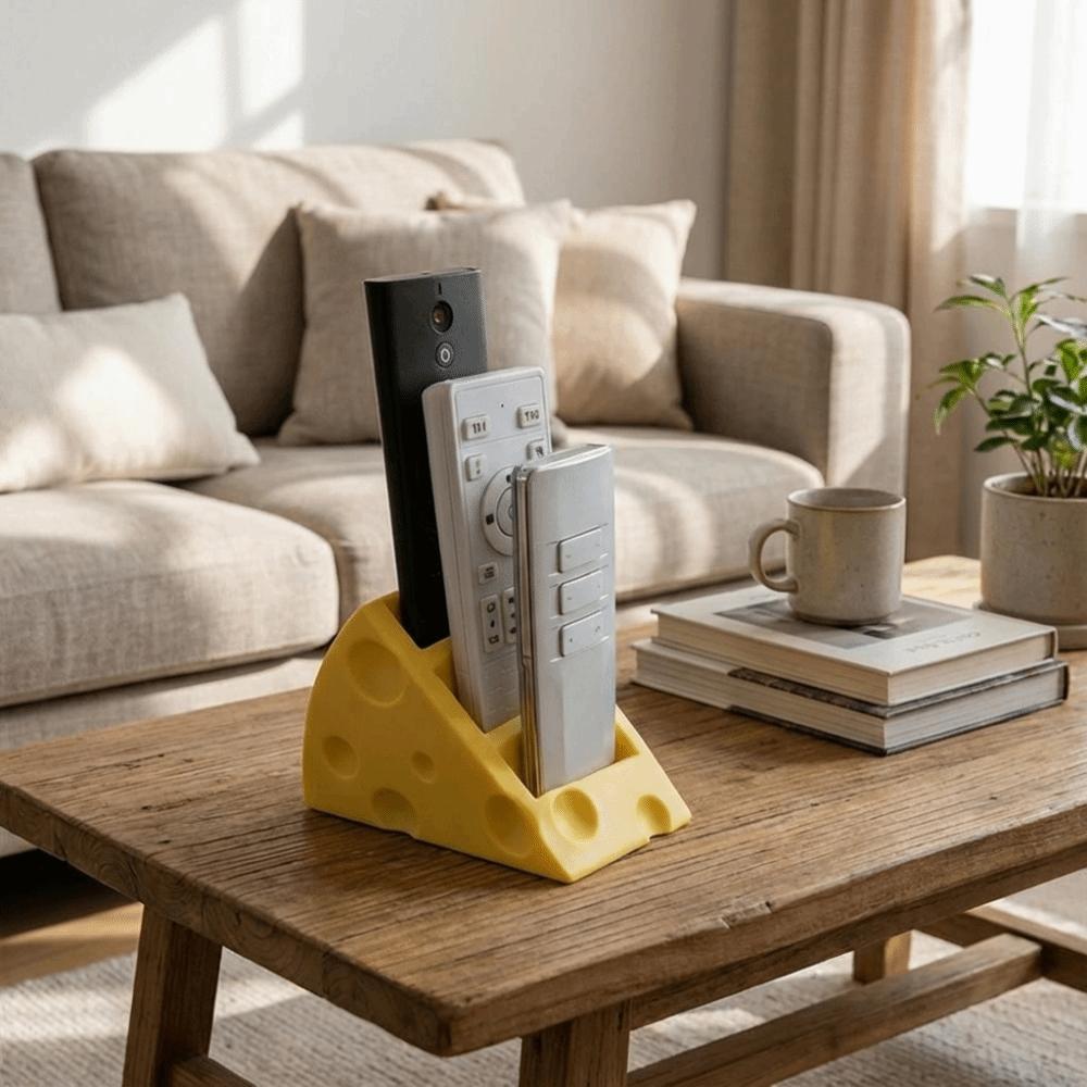 Multi-functional Cheese Remote Control Storage Box Cute 3 Grids Pen Holder Save Space Creative Stationery Organizer Bedroom