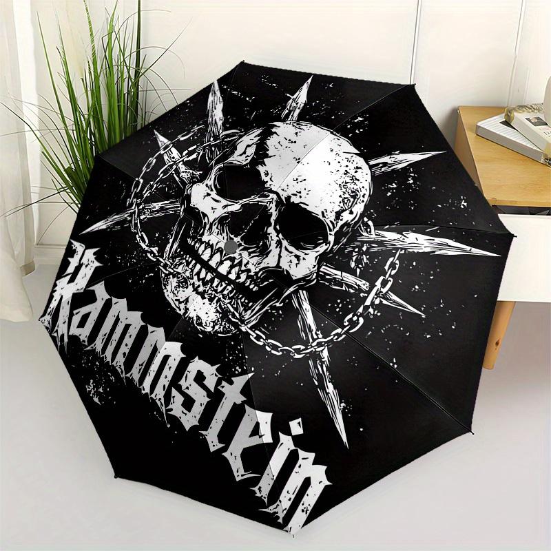 

1pc Rammstein Skull and Crossbones Umbrella with Plastic Handle,Suitable for All Seasons Home Travel Outdoor UmbrellaM962