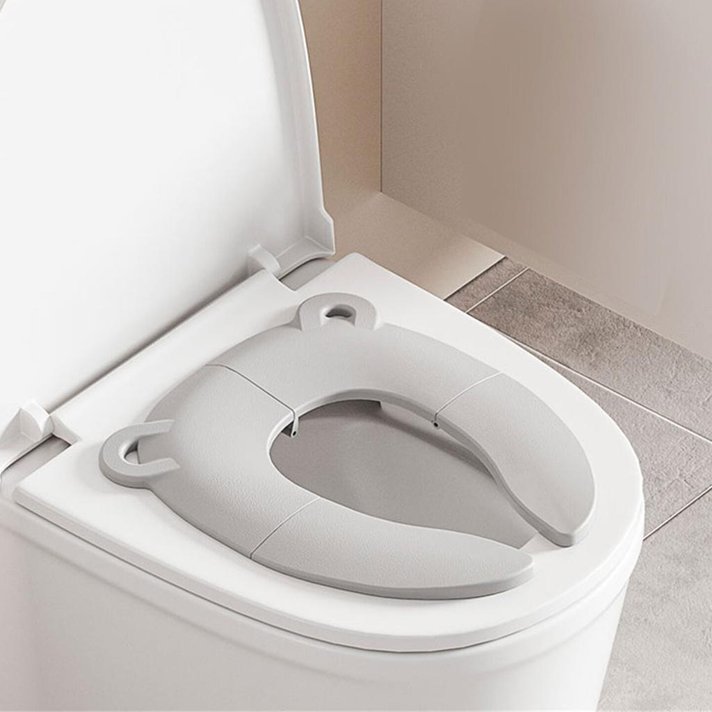 Siège de toilette de voyage pour enfants Pliable Gain de place Forme d'ours Siège Potty Pliable pour bébé Base Antidérapante pour la Maison l'Extérieur