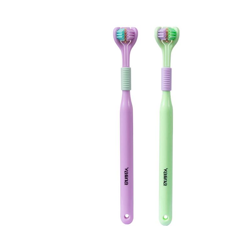 3D Stereo Three-Sided Toothbrush Ultra Fine Soft Hair Adult Toothbrushes Tongue Scraper Deep Cleaning Oral Care Teeth Brush
