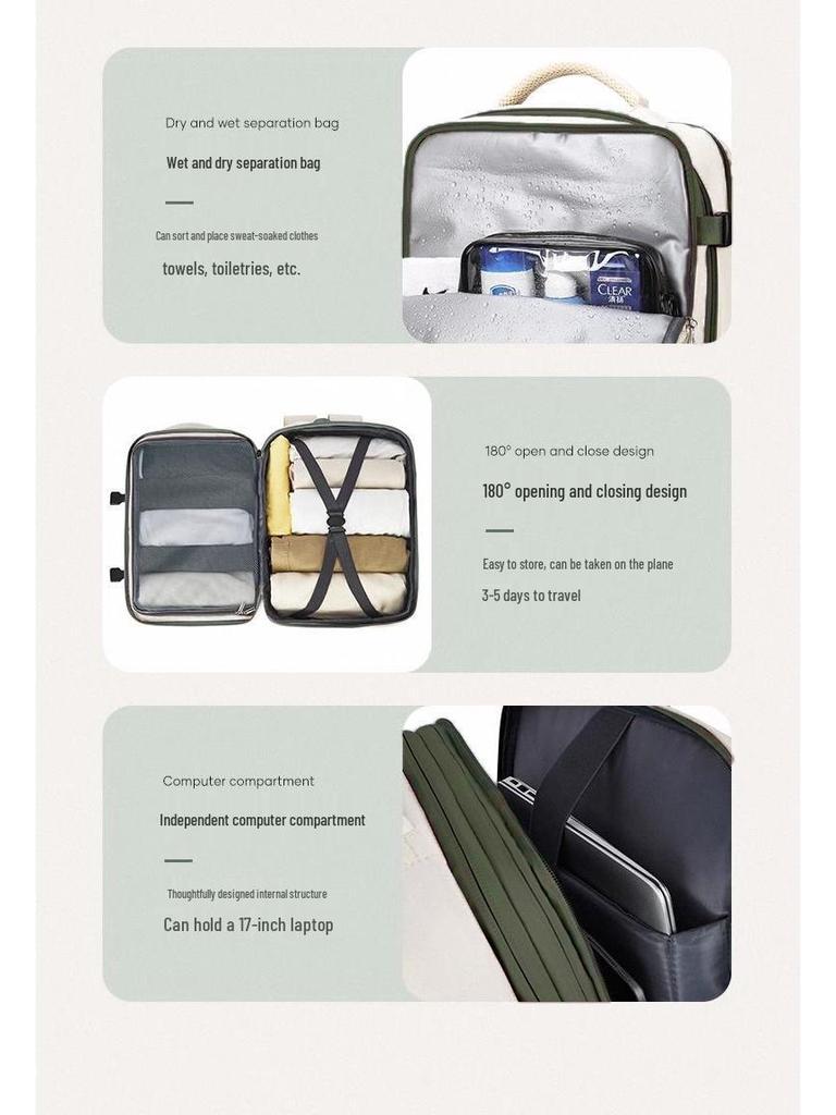 Expandable Double Shoulder Backpack - Unisex Carry-on with Multi-layer Storage and Laptop Compartment, Super Large Capacity