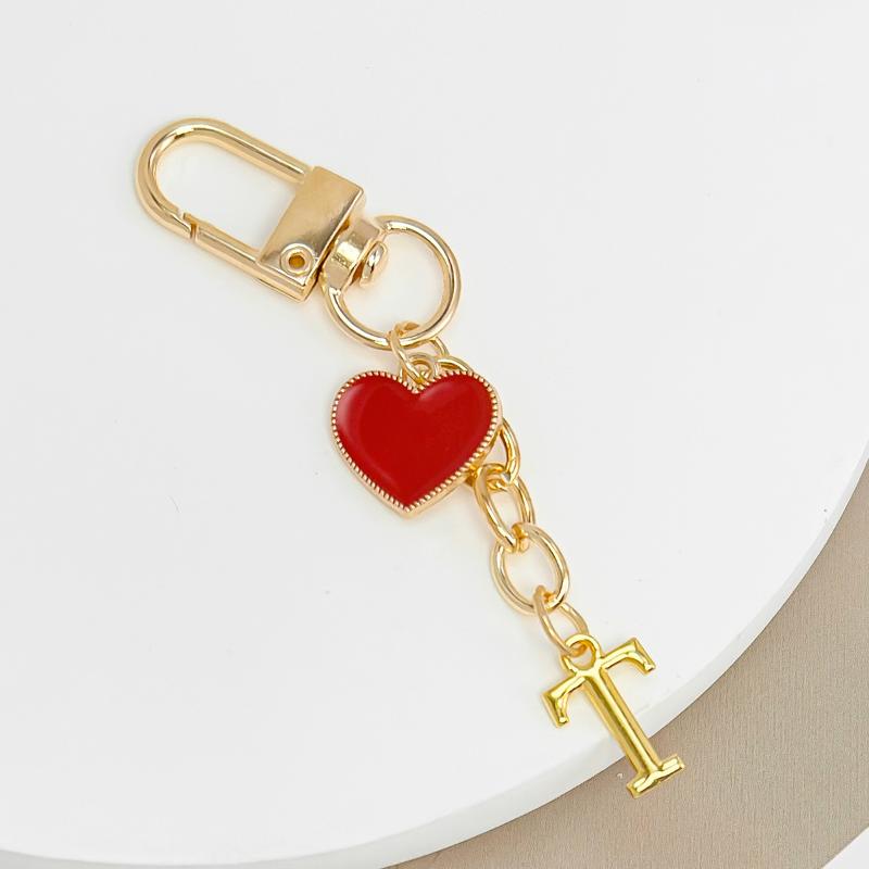 Metal Heart Letter Keychain Fashion A-Z Initial Keyring Charms Car Key Holders Bag Pendant Accessories Valentine'S Day Gift