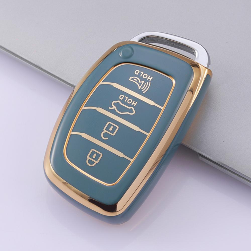 Car Key Case Cover for Hyundai Tucson Santa Fe Rena Sonata Elantra Creta Ix35 Ix45 I10 I30 I40 TPU 4 Button Fob Accessories