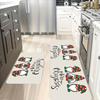 Christmas Kitchen Anti-slip Mat Carpet Flannel Doormat Two-piece Set