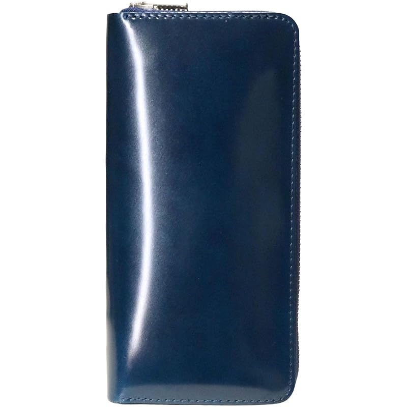 

[Berkut] navy cordovan long wallet men s genuine leather horse leather horse leather horsehide made in Japan round zipper round zip leather Thin