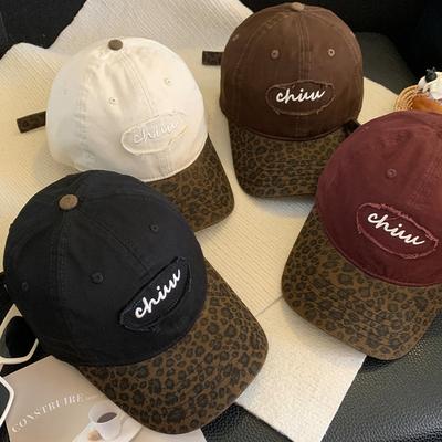 Retro Leopard Print Baseball Cap Female Versatile Fashionable Hot Girl Shows Her Face Small Color Matching Cap Male Trendy Cool