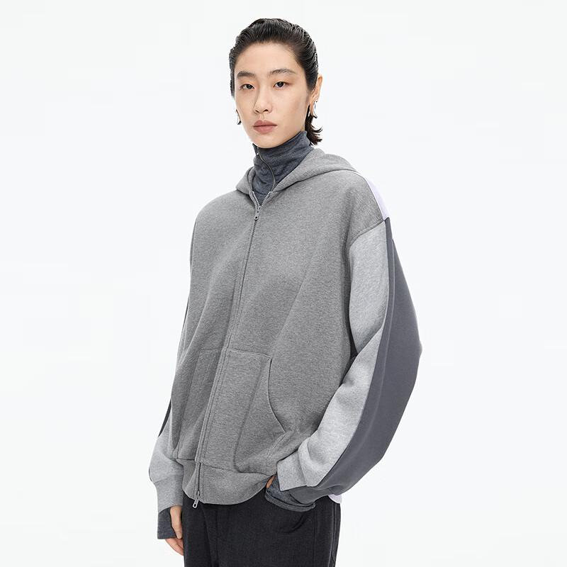 JNBY 2025 Winter Color Block Hooded Zip-Up Sweatshirt